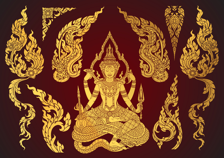 Set of Thai art element, Decorative motifs. Ethnic Art, icon vectorのイラスト素材