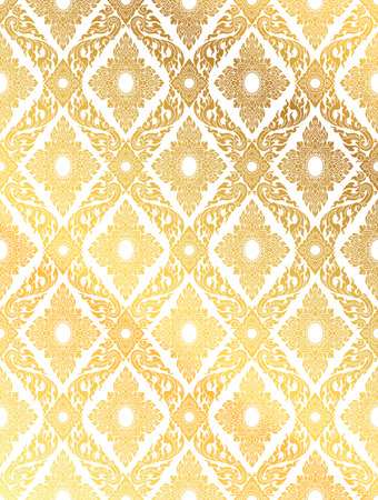 Line Thai, gold color tradition seamless pattern backgroundのイラスト素材