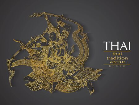 Thai art element Traditional gold for greeting cardsのイラスト素材