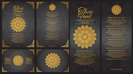 vector thai food restaurant menu template.thai tradition backgroundのイラスト素材