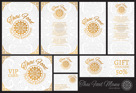 vector thai food restaurant menu template.thai tradition backgroundのイラスト素材