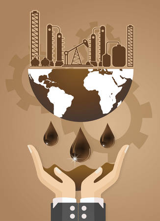 oil and gas industry concept, extraction, processing and transportation,vectorのイラスト素材