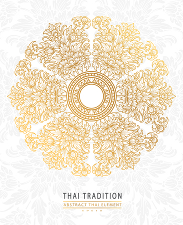 cover Thai art element Traditional gold on white background.vectorのイラスト素材