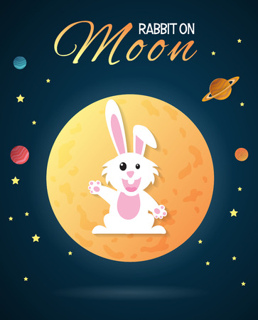 Rabbit on the surface of the full moon.vectorのイラスト素材