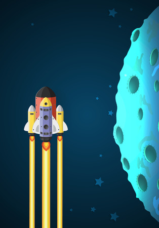 Start up concept. rocket flying on the moon,paper cut.のイラスト素材