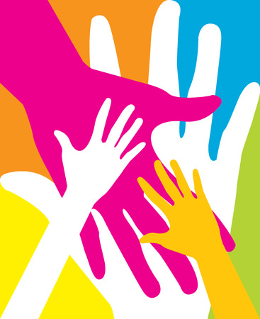 Warm colorful caring up hands vector design element.のイラスト素材