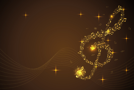 Abstract Background with gold color Music notes. Vector Illustrationのイラスト素材
