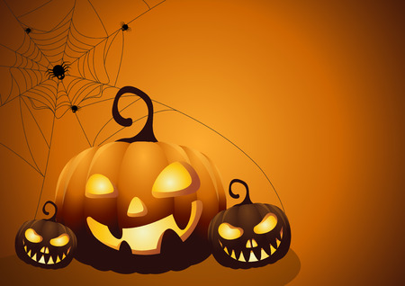 Halloween night background with pumpkin.Vector illustration.のイラスト素材