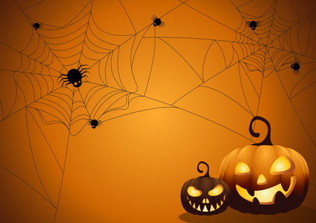 Halloween night background with pumpkin.Vector illustration.のイラスト素材