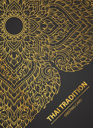 Thai art element Traditional design gold for greeting cards,book cover.vectorのイラスト素材