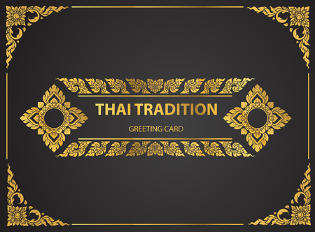 Thai art element Traditional design gold for greeting cards,book cover.vectorのイラスト素材