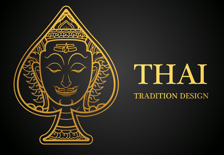Thai art element Traditional design gold for greeting cards.のイラスト素材