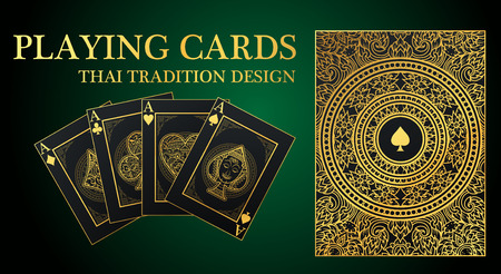 A Vector set of thai tradition playing card and icon with decorative ornament