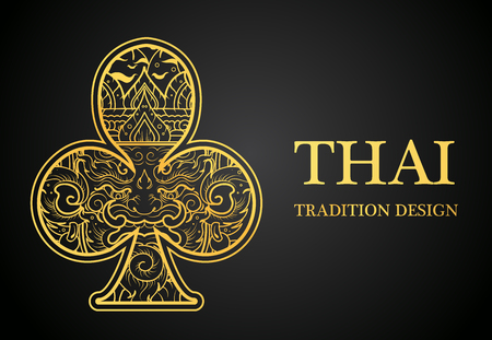 A Giant Thai art element Traditional design gold for greeting cards,cover.vectorのイラスト素材