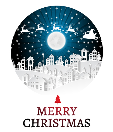 Christmas and New Years background with santa claus and village Landscape in windowのイラスト素材