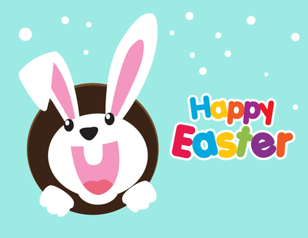 Very Happy Easter. Bunny in colored background.のイラスト素材