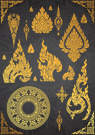 Set of Thai art element, Decorative motifs. Ethnic Art, icon vectorのイラスト素材