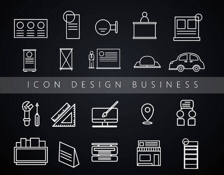 Set vector line icons in flat design with for Exhibition, Shop,Instore, Decoration concepts and web apps.vectorのイラスト素材