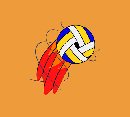volleyball with fire isolated. volleyball illustration vector.のイラスト素材