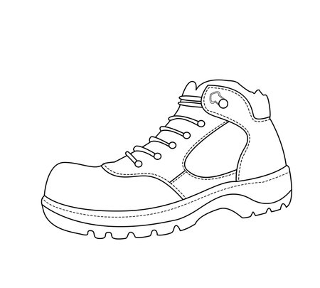 Safety shoes. Personal protective equipment for workers. Vector safety shoes sketch  illustration. Side view.のイラスト素材