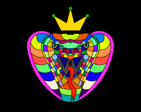 colorful abstract cobra snake. cobra head icon. vectors, illustrations, and symbols.のイラスト素材
