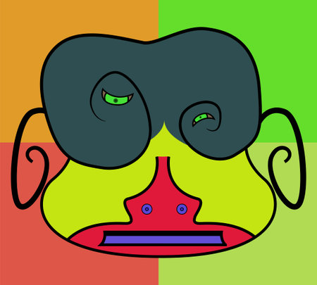 art design in doodle style colorful wooden mask with background.のイラスト素材