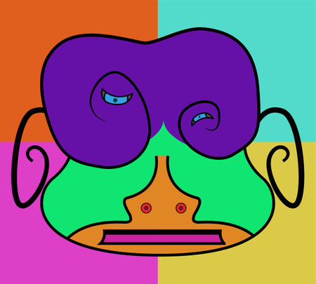 art design in doodle style colorful wooden mask with background.のイラスト素材