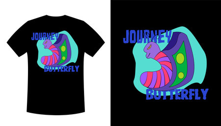 butterfly t-shirt design. butterfly journey.のイラスト素材