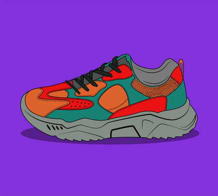 very nice sneaker shoe design. colorful stylish sneaker design.のイラスト素材