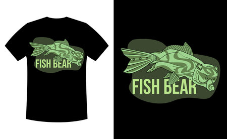 unique fish bear t-shirt design. a mix between fish and bear. vector, illustration, t-shirt.のイラスト素材
