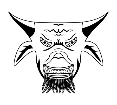 buffalo head icon with unique eyes. goat head with unique eyes. sketch of a buffalo or goat head. vectors, illustrations, icons, avatars and logos.のイラスト素材