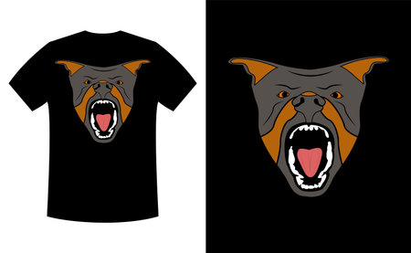 ferocious dog t-shirt design. suitable for t-shirt designs, banners, display pictures, etc.のイラスト素材