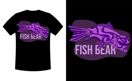 unique fish bear t-shirt design. a mix between fish and bear. vector, illustration, t-shirt.のイラスト素材