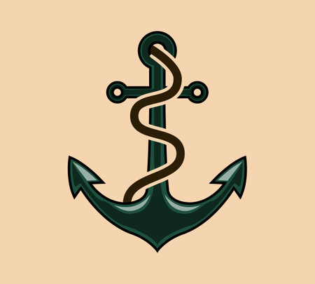 anchor logo icon with rope. vector, illustration, logo template.のイラスト素材