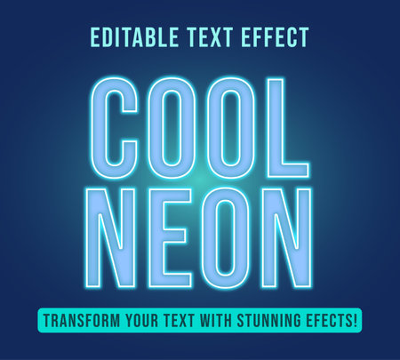 Editable text effects with light blue neon cool theme, Customizable and Ready to Use.のイラスト素材