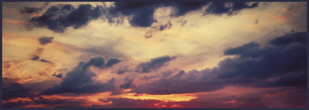 Clear-cut the sky at sunset from the picture processing