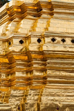 golden pagoda in Chiang Mai, Thailandの写真素材
