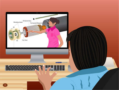 Vector illustration of learning from online classes at homeのイラスト素材