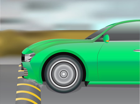 Bumper scrapping by speed breaker due to low ground clearanceのイラスト素材