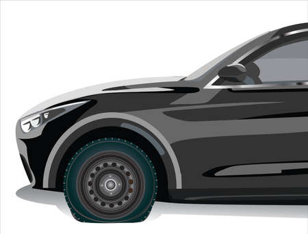Vector Illustration of Flat Tire