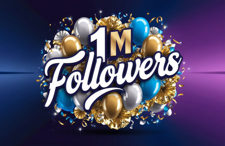 1M Followers Creative Backgroundの素材