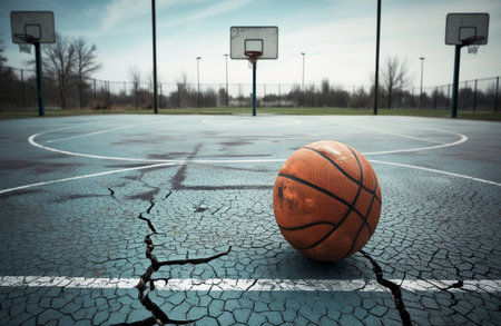 Isolated Basketball on Playgroundの素材