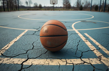 Isolated Basketball on Playgroundの素材