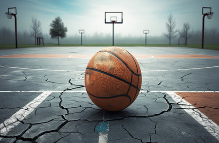 Isolated Basketball on Playgroundの素材