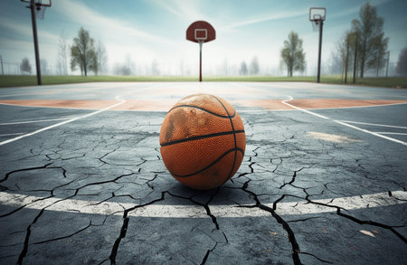 Isolated Basketball on Playgroundの素材