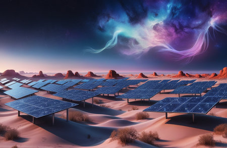 Solar Farms in Cosmic Desert Landscapesの素材