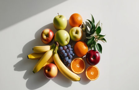 Fresh Fruits in Clean White Backgroundの素材