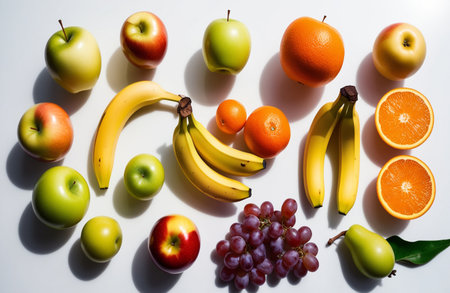 Fresh Fruits in Clean White Backgroundの素材
