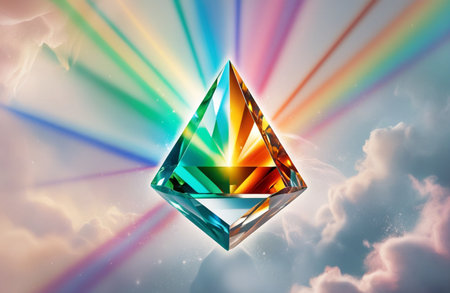 Rainbow Light Beams Merging with Crystal Prismの素材