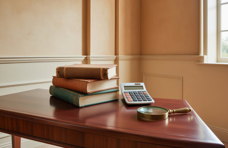 Books Calculator Magnifying Glass Studyの素材